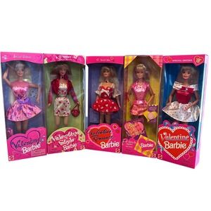 Mattel Valentine Barbie Doll Lot 5pc 90s Special Edition NIB Pink Red New